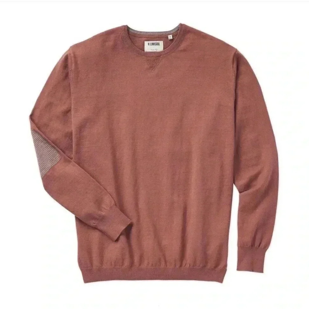 Linksoul Chai Cotton Cashmere Crewneck Sweater Elbow Patch Size Medium